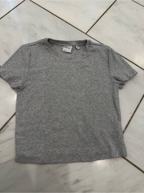 Aritzia Light Gray Heather Ribbed Crew Tee